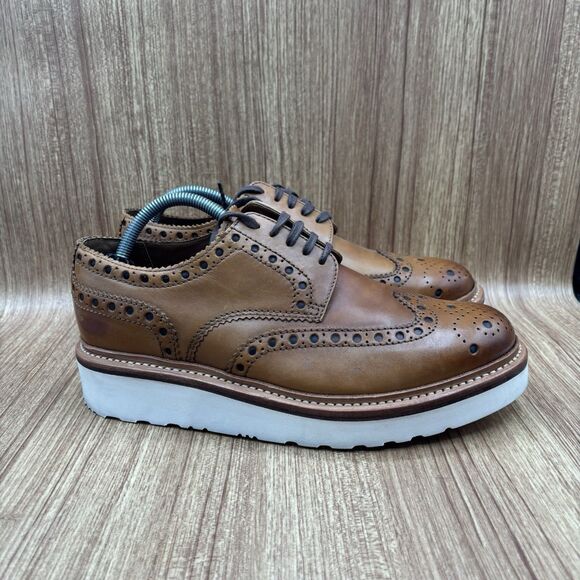 Grenson Archie Brogue Extralight Leather Shoes UK 8 US 9 Tan Lace up shoes - Picture 1 of 8